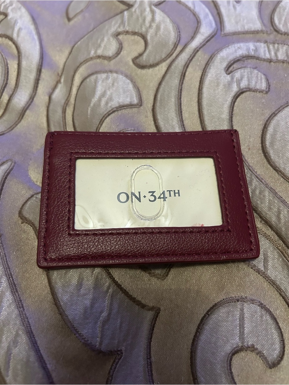 Burgundy Leather ID Card Holder on 34th